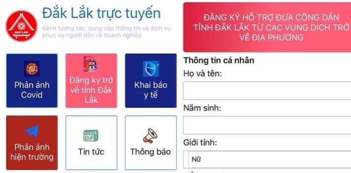 Hướng dẫn đăng ký trở về tỉnh Đắk Lắk